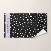 Points dalmatiens, Spots, Noir et Blanc, Votre nom (Serviette à main)