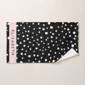 Points dalmatiens, Spots, Noir et Blanc, Votre nom (Serviette à main)