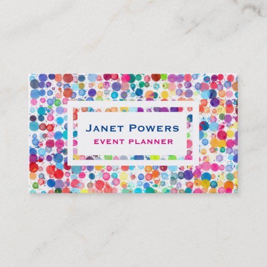 points d'aquarelle colorés cartes de visite person (Devant)