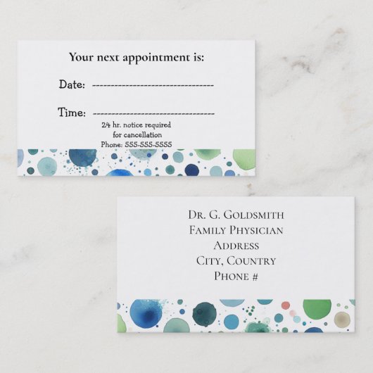 Points d'aquarelle de la carte de rendez-vous Médi (Devant / Derrière)