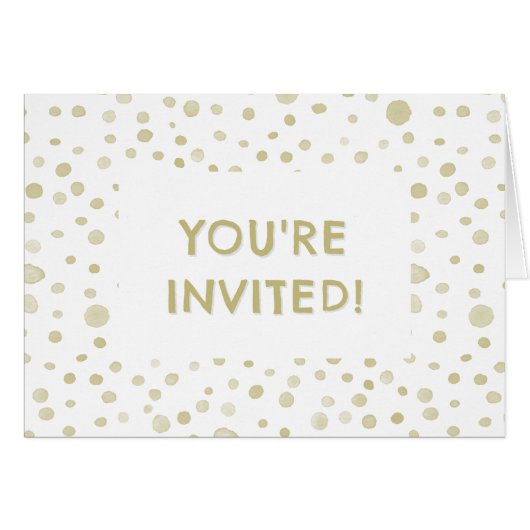 Points d'aquarelle Gold Confetti Invitation d'anni (Devant Horizontal)