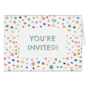 Points d'aquarelle Rainbow Confetti Invitation (Devant Horizontal)
