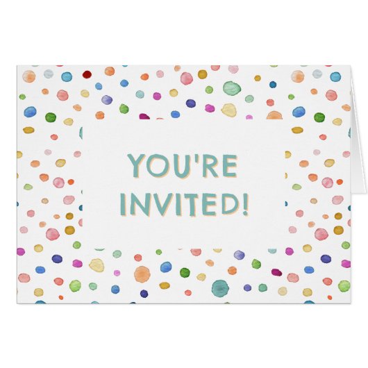 Points d'aquarelle Rainbow Confetti Invitation (Devant Horizontal)