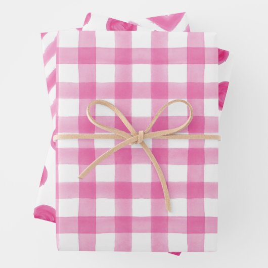 Points d'aquarelle rose chaud En vichy papier d'en (En situation)