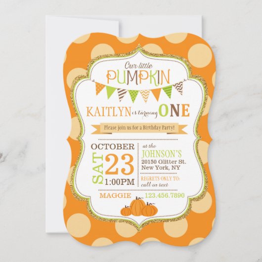 Points d'automne et Citrouilles Invitation d'anniv (Devant)