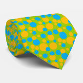 Points de bulle jaune et aqua sur cravate lime (Roulé)
