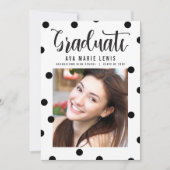 Points de charme Faire-part de graduation noire (Devant)