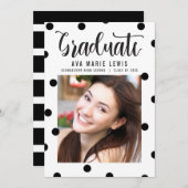 Points de charme Faire-part de graduation noire (Devant / Derrière)