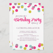 POINTS DE CONFÉTITE COLORÉS | INVITATION ANNIVERSA (Devant / Derrière)