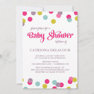 POINTS DE CONFÉTITE COLORÉS   INVITATION BABY SHOW