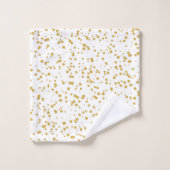 Points de confettis d'or sur le blanc (Gant de toilette)