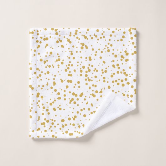Points de confettis d'or sur le blanc (Gant de toilette)