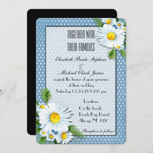 Points de marguerite - Faire-part de mariage - Mat (Devant / Derrière)