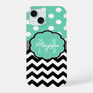 Points de Mint Noir Chevron Monogramme