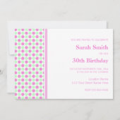 Points de Monnaie rose 30e anniversaire Invitation (Dos)