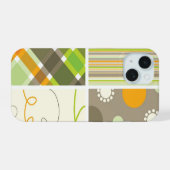 Points de Motif Plaid Rétro Orange Vert (Verso Horizontal)