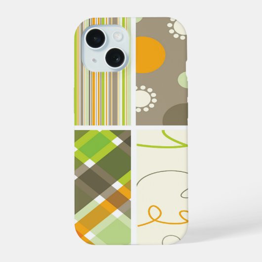 Points de Motif Plaid Rétro Orange Vert (Verso)