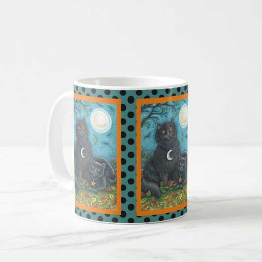 POINTS DE MUG HALLOWEEN CHAT NOIR BUBO ET PYEWACKE (Devant gauche)