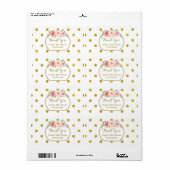 Points d'or blanc Baby shower Floral Étiquettes (Feuille entière)