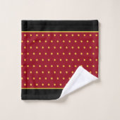 Points dorés et monogramme sur bordeaux et noir (Gant de toilette)