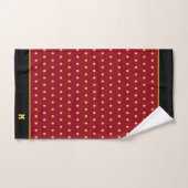 Points dorés et monogramme sur bordeaux et noir (Serviette à main)