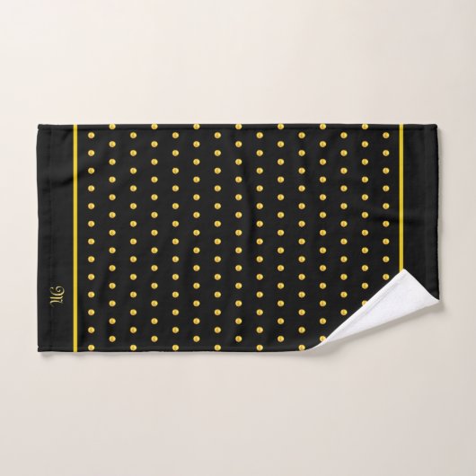 Points dorés sur fond noir (Serviette à main)