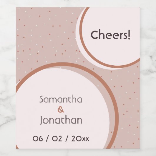 Points et cercles beiges Étiquette de vin Mariage (Étiquettes simples)
