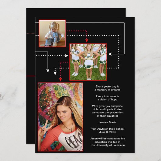 Points et lignes invitation d'obtention du diplôme (Devant / Derrière)