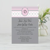 Points et rayures roses et gris Invitation (Debout devant)