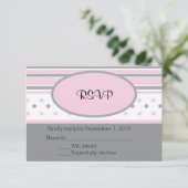 Points et rayures roses et gris RSVP (Debout devant)