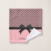 Points et ruban roses noirs (Gant de toilette)