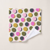 Points géométriques rétro colorés Motif rose vert (Gant de toilette)