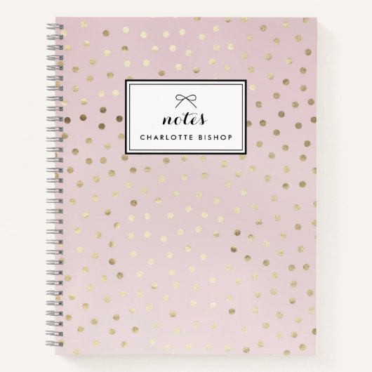 Points Gold Foil Motif Blush Carnet personnalisé (Devant)