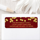 Points Gold & Red Confetti Étiquette de Noël (En situation)