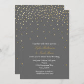 Points Gris & Gold Foil Faire-part de mariage mode (Devant / Derrière)