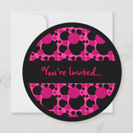 Points gris noir rose doux 16 invitations en cercl (Devant)