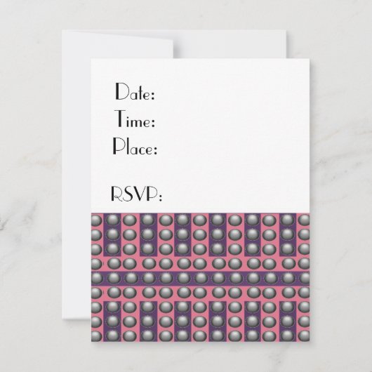Points gris, rose et violet Invitation d'anniversa (Dos)