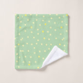 points jaunes en vert (Gant de toilette)