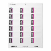 Points lumineux rose et noir damassé Étiquette de  (Feuille entière)