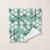 Points MCM du milieu du siècle rétro Sage Green (Gant de toilette)