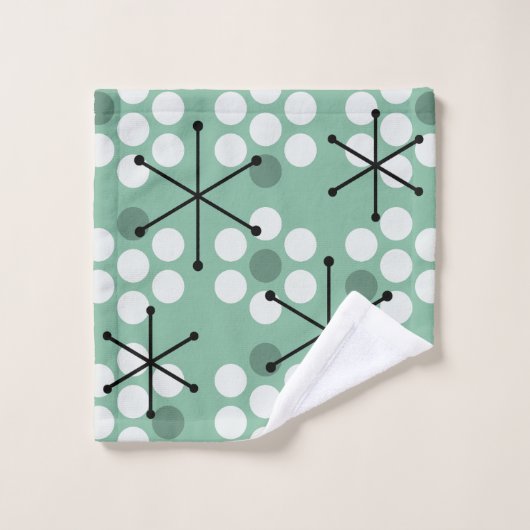 Points MCM du milieu du siècle rétro Sage Green (Gant de toilette)