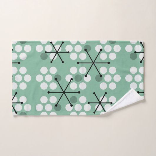 Points MCM du milieu du siècle rétro Sage Green (Serviette à main)