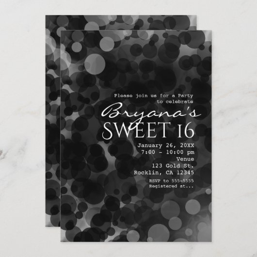 Points noirs et blancs Invitations de parties chic (Devant / Derrière)