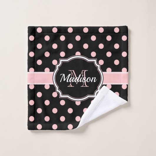 Points noirs et roses (Gant de toilette)