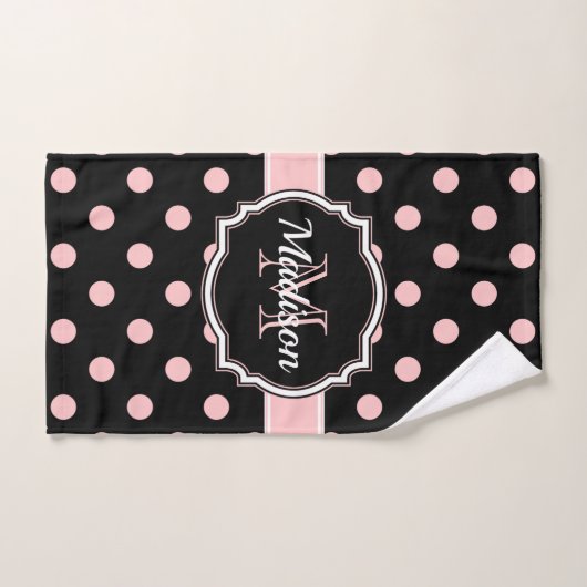 Points noirs et roses (Serviette à main)