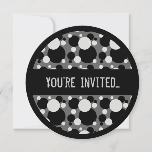 Points noirs gris doux 16 invitations en cercle (Devant)