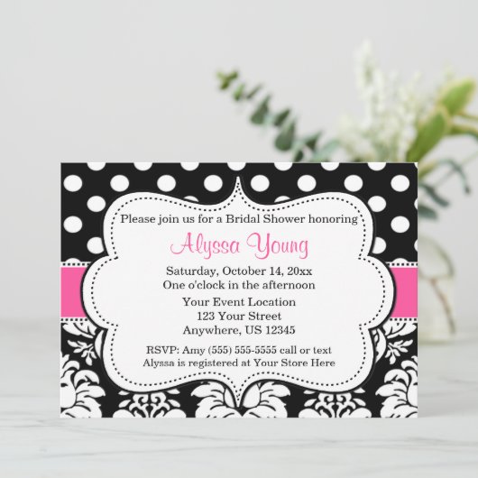 Points noirs roses Damask Invitation (Debout devant)