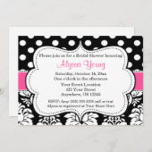 Points noirs roses Damask Invitation (Devant / Derrière)