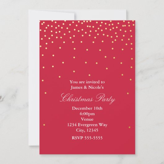 Points Red & Gold Foil Noël Invitations (Devant)