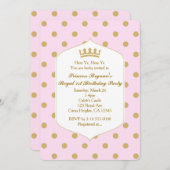 Points rose et or Royal Crown Princess Invitations (Devant / Derrière)